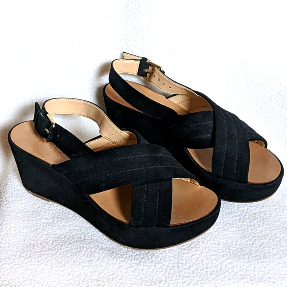 J. Crew black suede platform sandals. Size 5.5